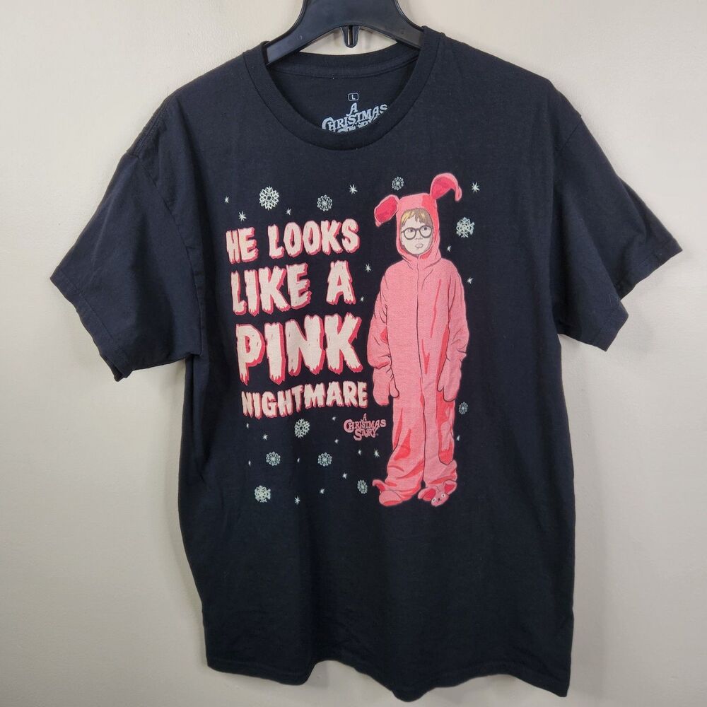 A Christmas Story Ralphie Pink Nightmare Short Sleeve Crew Neck Graphic Tee L